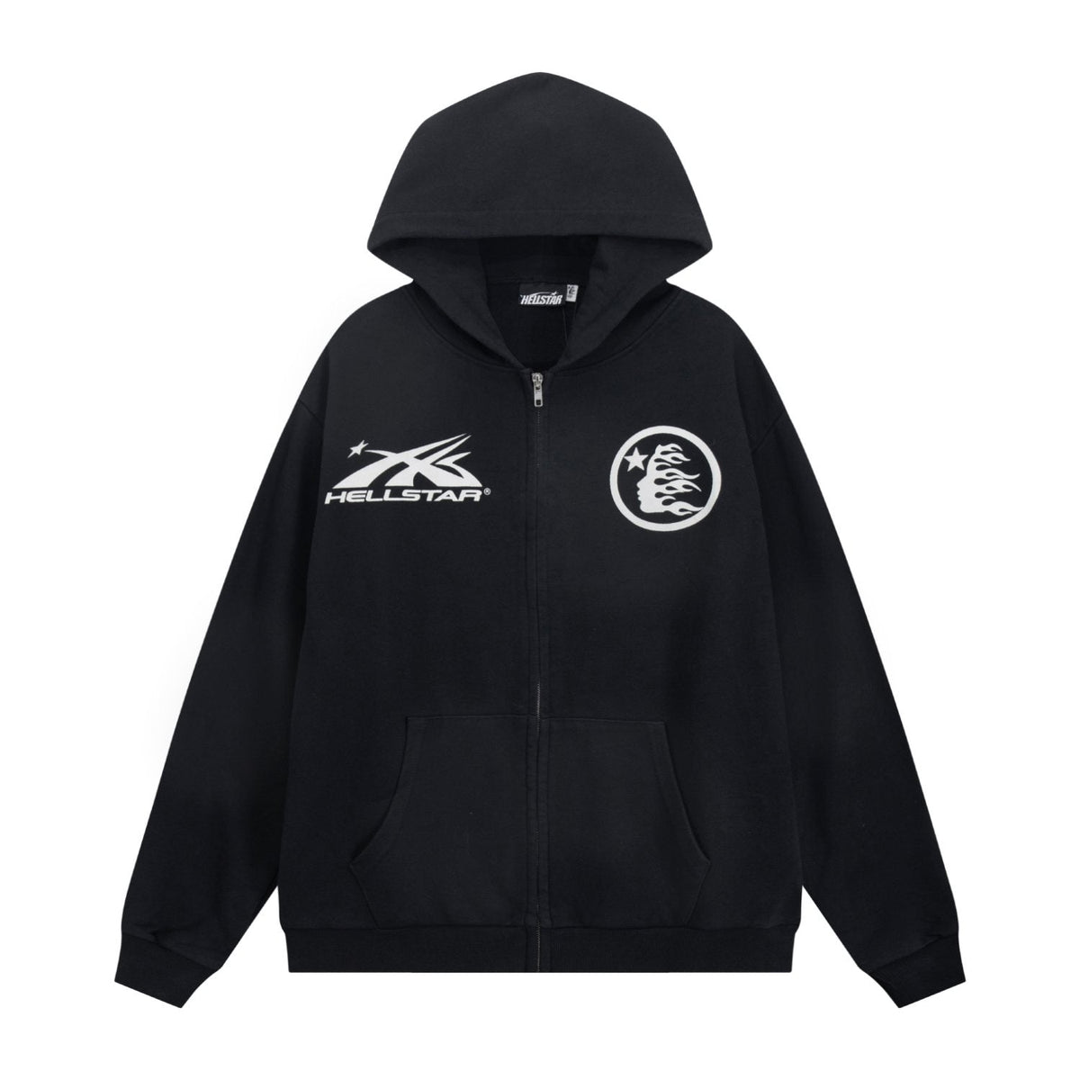 Hellstar Washed Full-Zip Graphic Hoodie — front