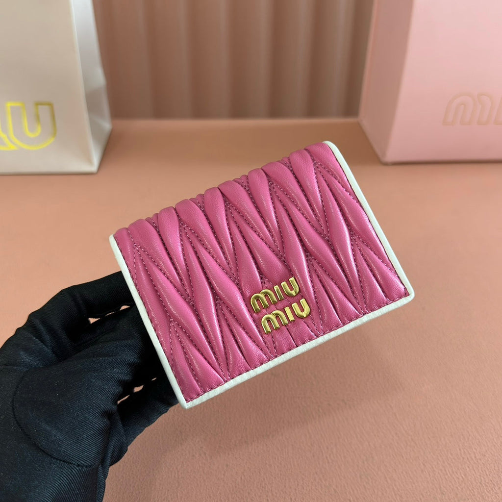 Small Matelassé Nappa Leather Wallet Fuchsia