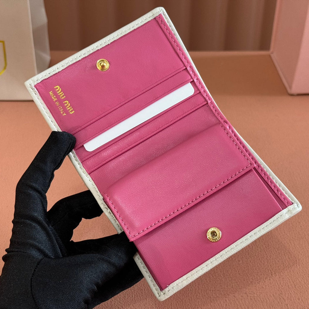 Small Matelassé Nappa Leather Wallet Fuchsia
