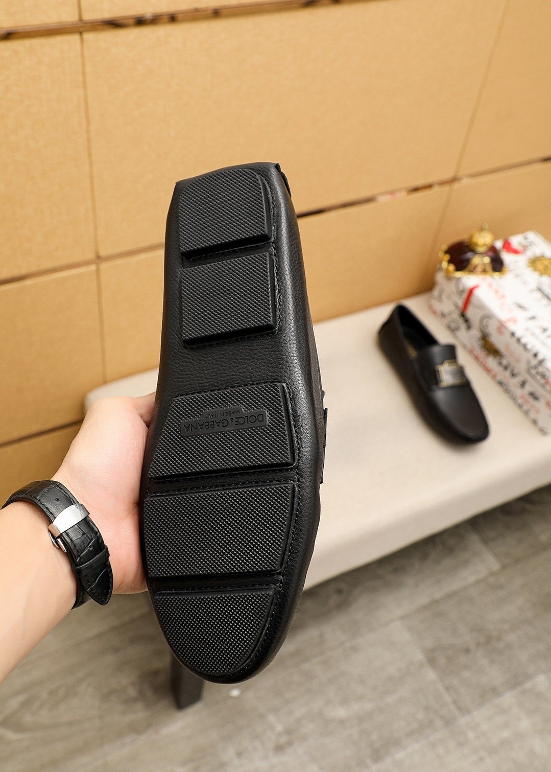 Dolce & Gabbana Black Buckle Loafers — detail