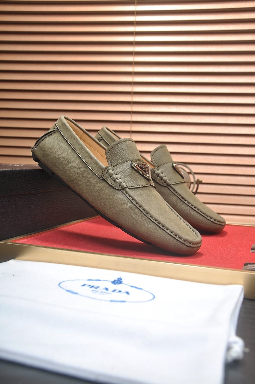PRADA Stitched Driving Loafers — front