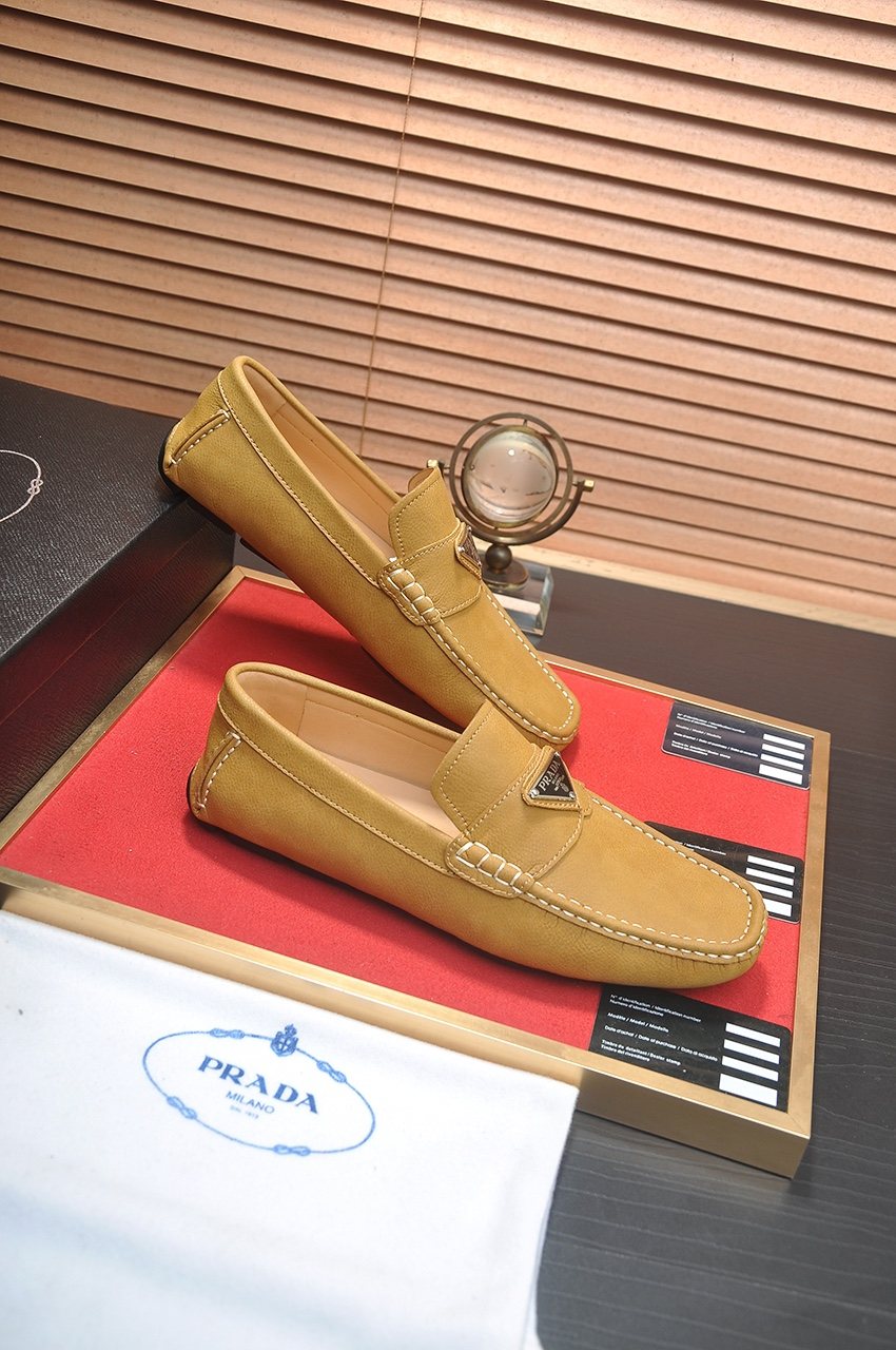 PRADA Stitched Driving Loafers — front