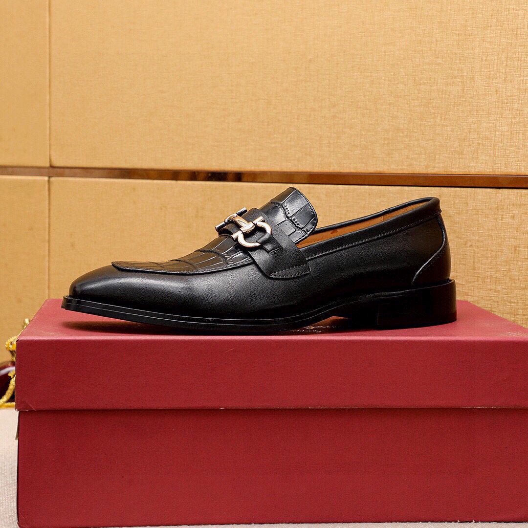 Ferragamo Embossed Bit Loafers — side